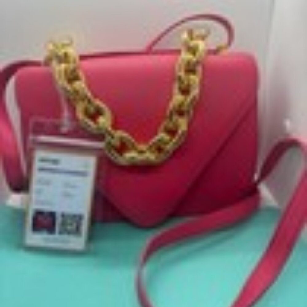 hot pink large gold chain Bottega veneta crossbody, the. envelope